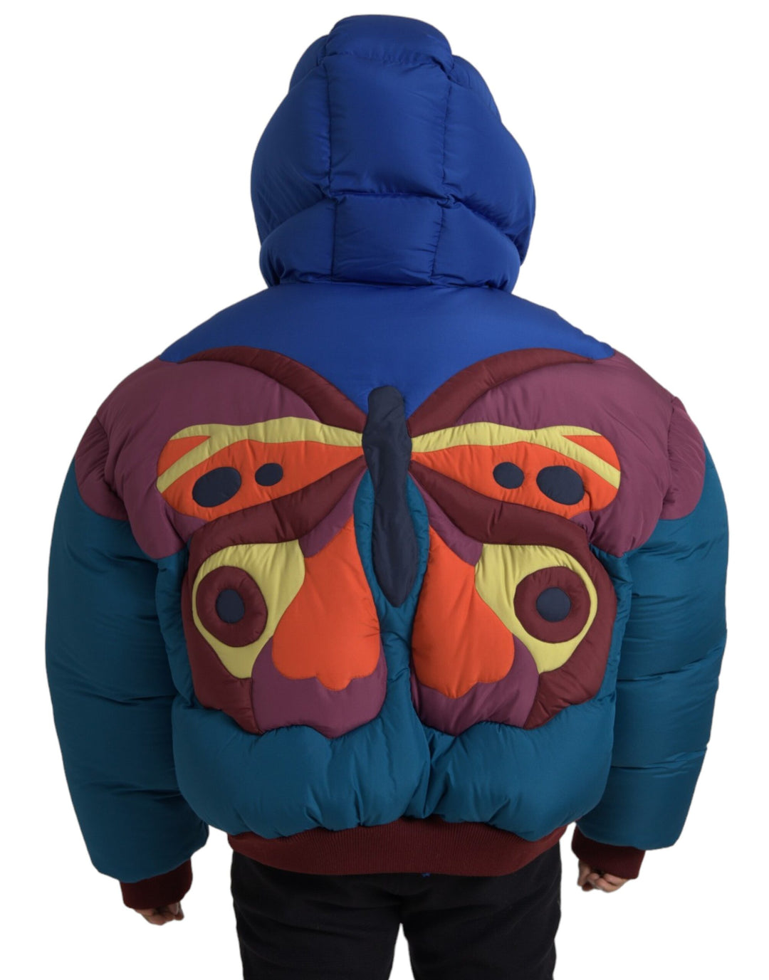 Dolce & Gabbana - Dolce & Gabbana Multicolor Butterfly Hooded Puffer Jacket - JKT3837 - 52 - Ask Me Wear