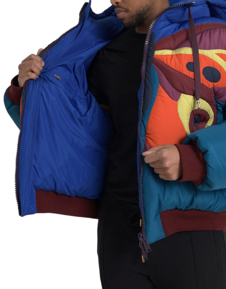 Dolce & Gabbana - Dolce & Gabbana Multicolor Butterfly Hooded Puffer Jacket - JKT3837 - 52 - Ask Me Wear