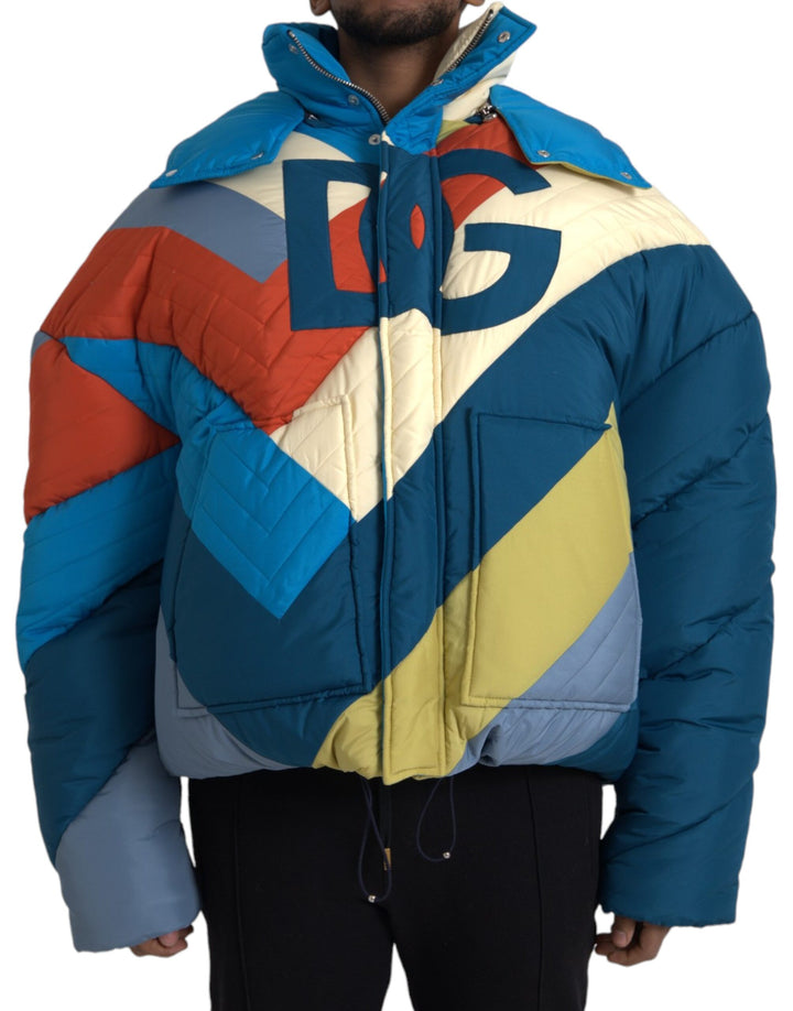 Dolce & Gabbana - Dolce & Gabbana Multicolor Logo Windbreaker Puffer Jacket - JKT3839 - 52 - Ask Me Wear