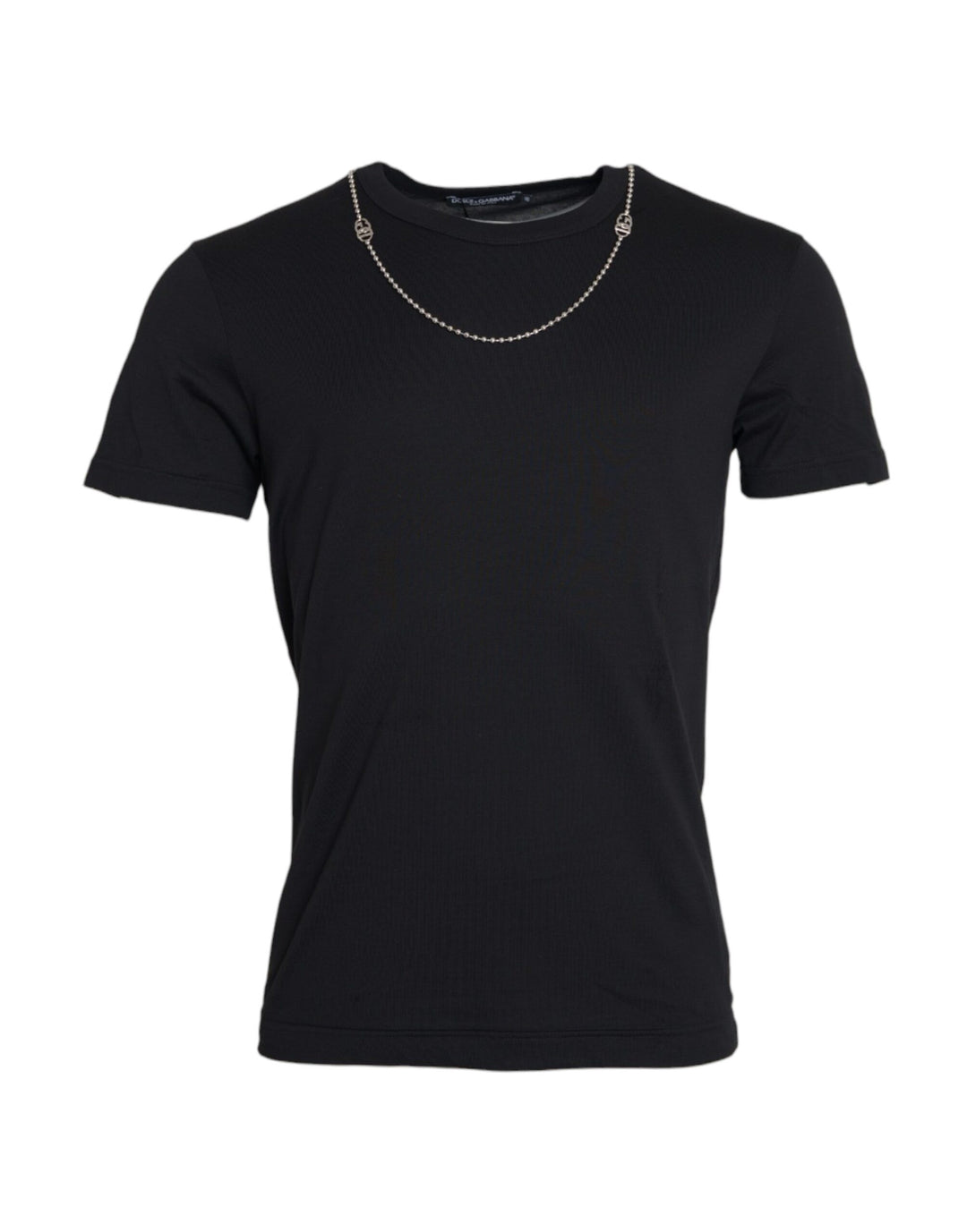 Dolce &amp; Gabbana Sample Sale Dolce &amp; Gabbana Black Cotton Silver Chain Short Sleeve T-shirt - | Designer outlet