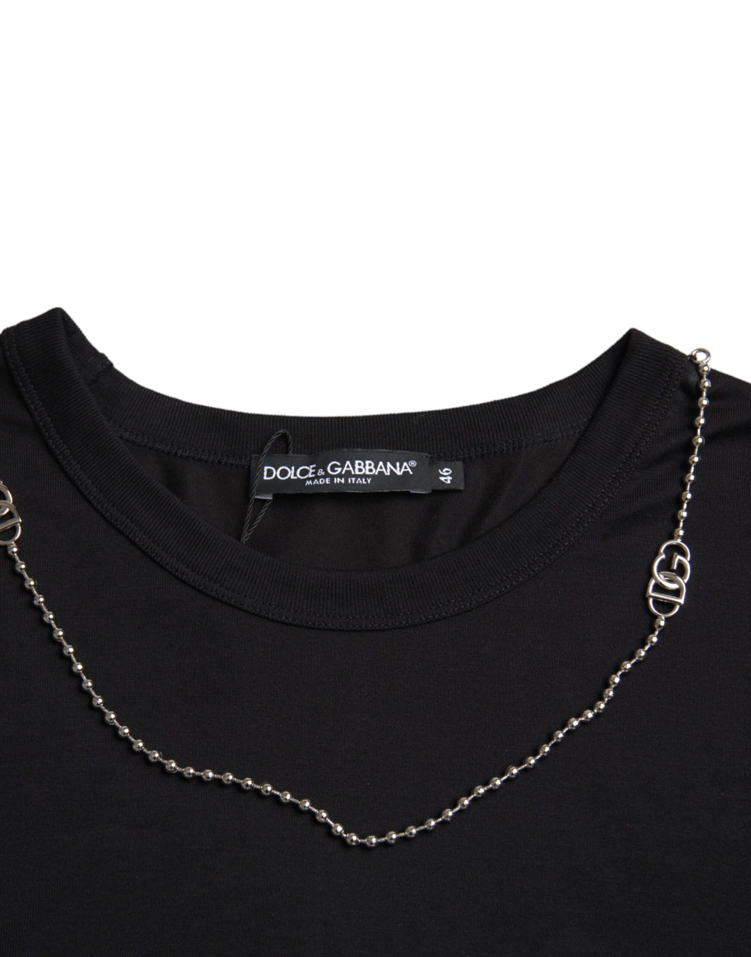 Dolce &amp; Gabbana Sample Sale Dolce &amp; Gabbana Black Cotton Silver Chain Short Sleeve T-shirt - | Designer outlet