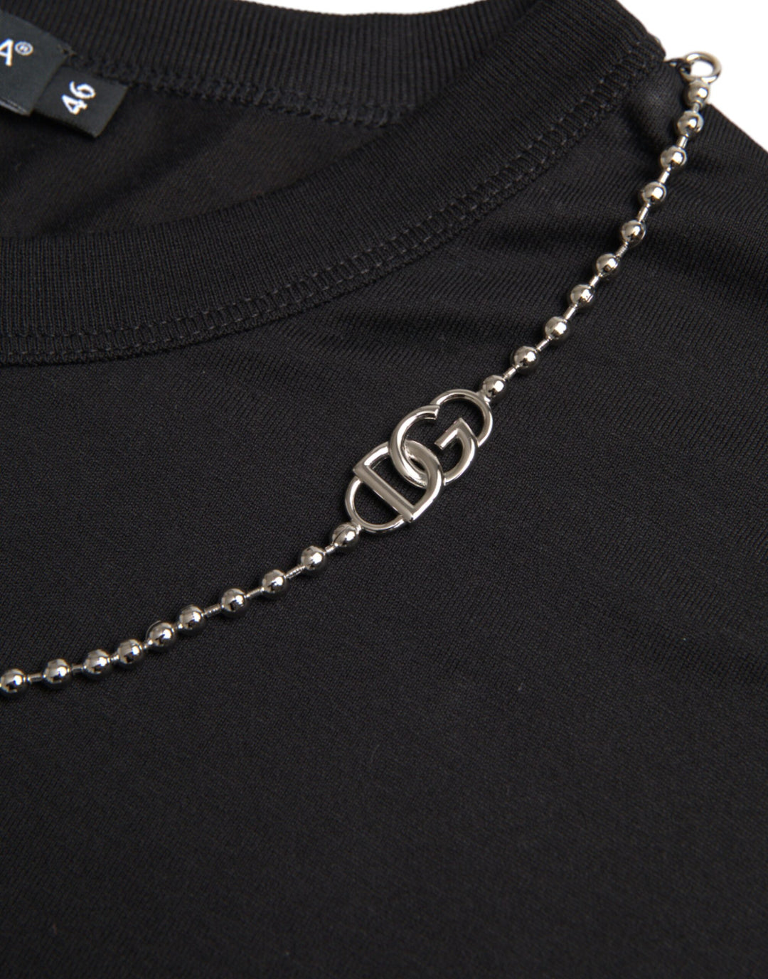 Dolce &amp; Gabbana Sample Sale Dolce &amp; Gabbana Black Cotton Silver Chain Short Sleeve T-shirt - | Designer outlet
