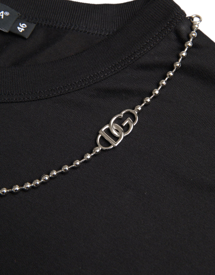 Dolce &amp; Gabbana Sample Sale Dolce &amp; Gabbana Black Cotton Silver Chain Short Sleeve T-shirt - | Designer outlet