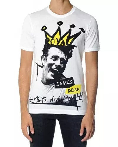 Dolce &amp; Gabbana White Graphic Cotton Short Sleeves Men T-shirt by Dolce &amp; Gabbana outlet now on sale