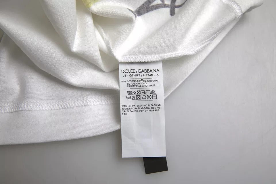 Dolce &amp; Gabbana White Graphic Cotton Short Sleeves Men T-shirt by Dolce &amp; Gabbana outlet now on sale