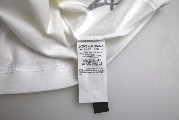 Dolce &amp; Gabbana White Graphic Cotton Short Sleeves Men T-shirt by Dolce &amp; Gabbana outlet now on sale