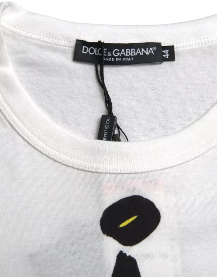 Dolce &amp; Gabbana White Graphic Cotton Short Sleeves Men T-shirt by Dolce &amp; Gabbana outlet now on sale