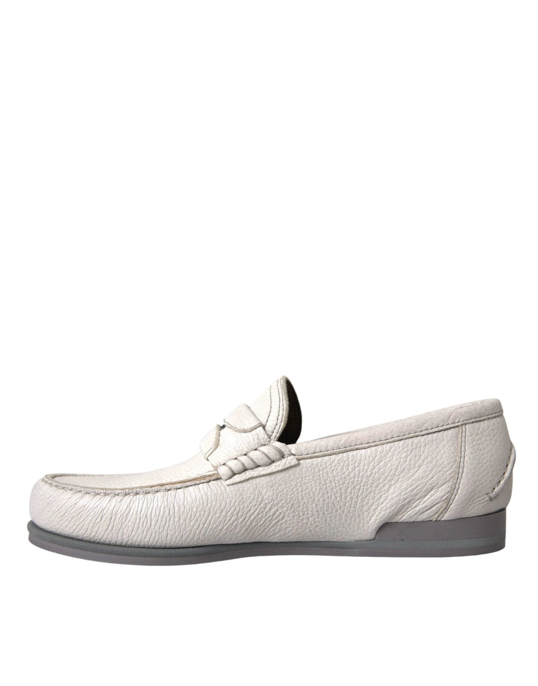 Dolce &amp; Gabbana White Gray Leather Slip Mocassin Shoes Loafer by Dolce &amp; Gabbana outlet now on sale