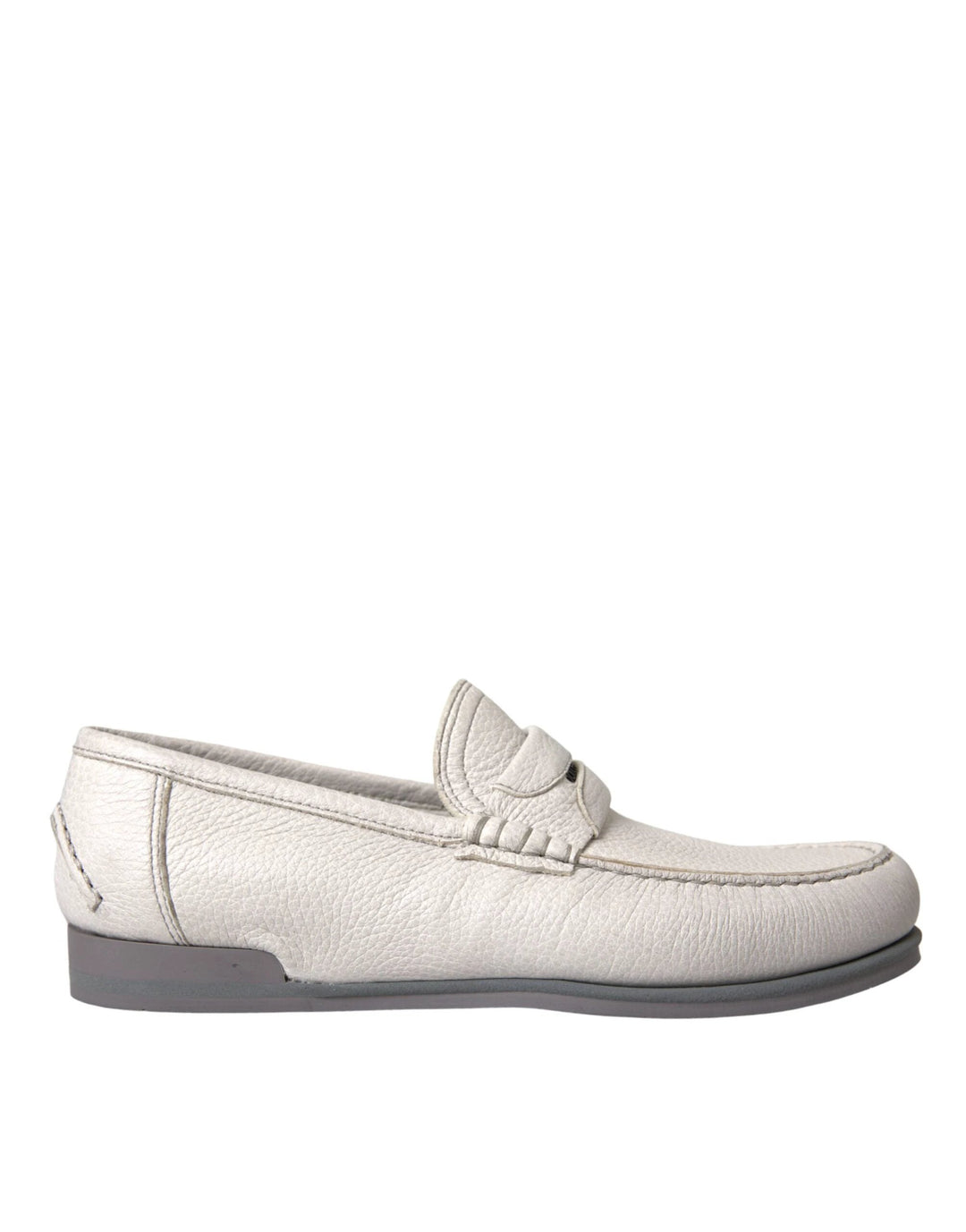 Dolce &amp; Gabbana White Gray Leather Slip Mocassin Shoes Loafer by Dolce &amp; Gabbana outlet now on sale