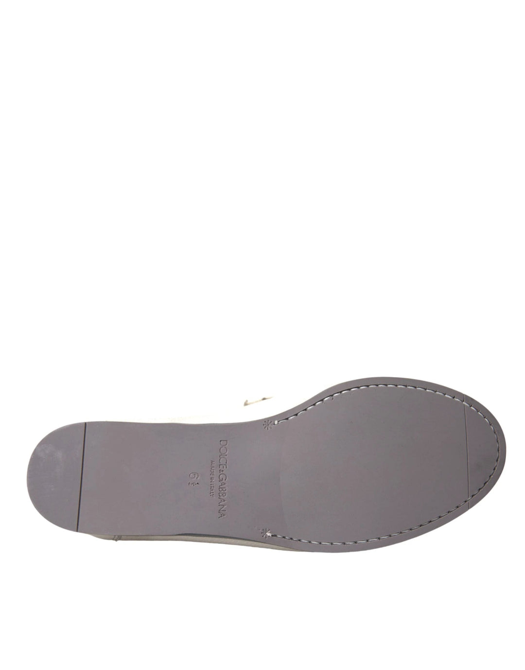 Dolce &amp; Gabbana White Gray Leather Slip Mocassin Shoes Loafer by Dolce &amp; Gabbana outlet now on sale