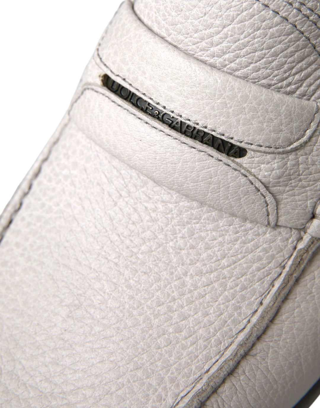 Dolce &amp; Gabbana White Gray Leather Slip Mocassin Shoes Loafer by Dolce &amp; Gabbana outlet now on sale