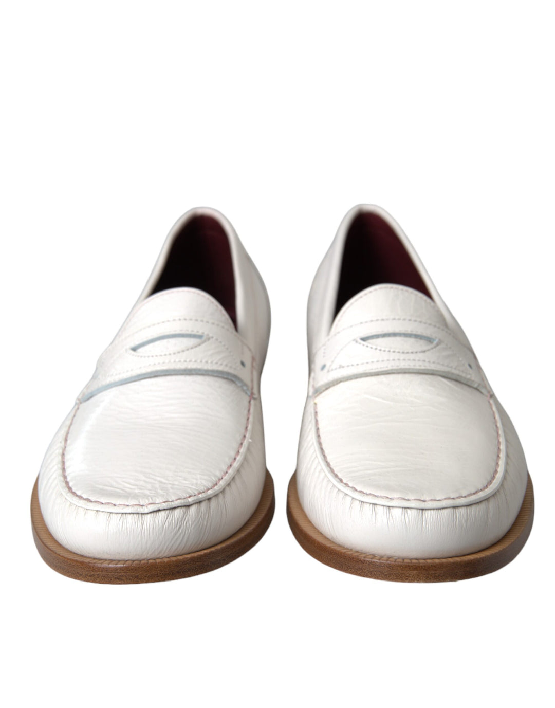 Dolce & Gabbana White Leather Slip On Mocassin Loafers Shoes by Dolce & Gabbana outlet now on sale