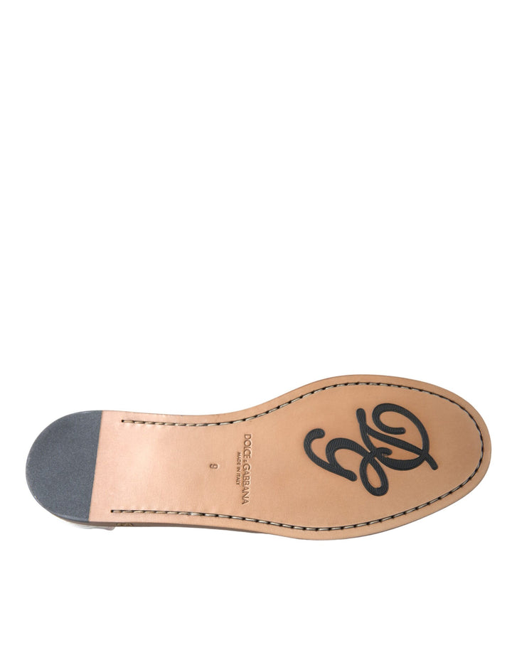 Dolce & Gabbana White Leather Slip On Mocassin Loafers Shoes by Dolce & Gabbana outlet now on sale