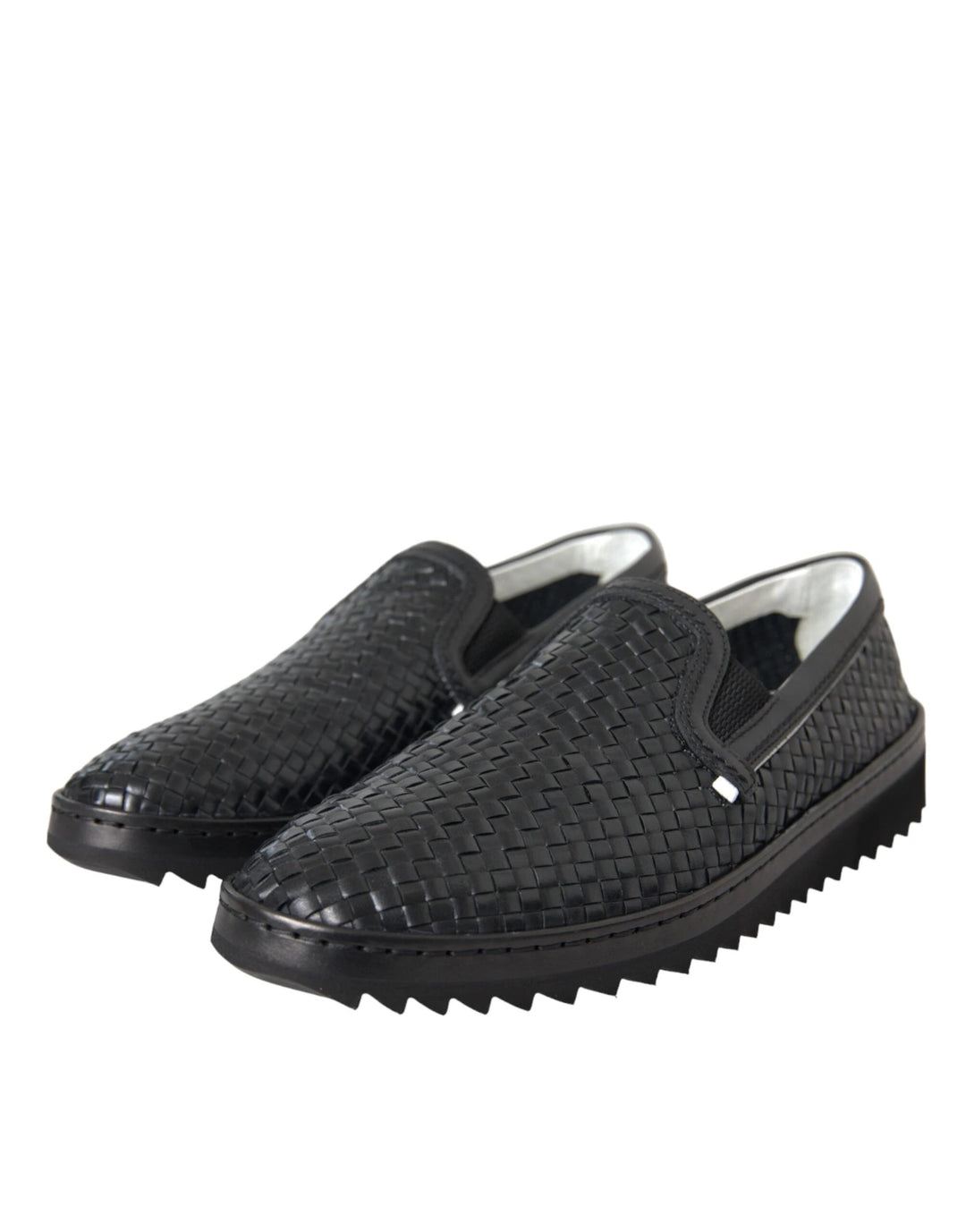 Dolce &amp; Gabbana Black Woven Buffalo Leather Men Loafers Shoes by Dolce &amp; Gabbana outlet now on sale