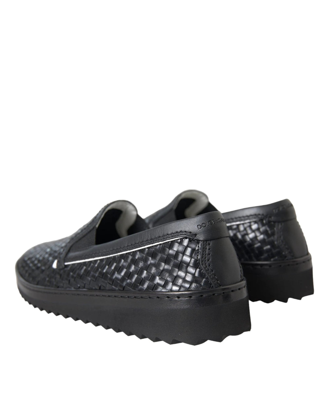 Dolce &amp; Gabbana Black Woven Buffalo Leather Men Loafers Shoes by Dolce &amp; Gabbana outlet now on sale
