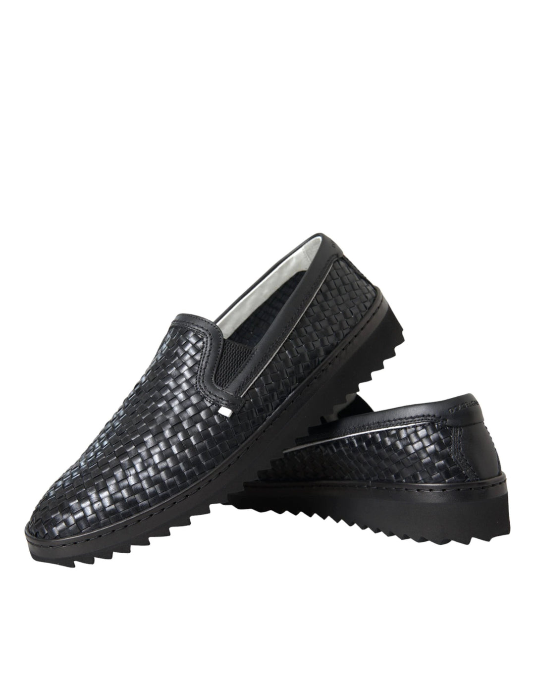 Dolce &amp; Gabbana Black Woven Buffalo Leather Men Loafers Shoes by Dolce &amp; Gabbana outlet now on sale