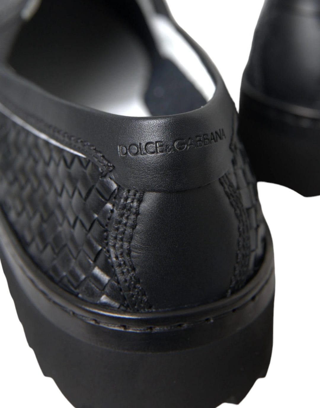 Dolce &amp; Gabbana Black Woven Buffalo Leather Men Loafers Shoes by Dolce &amp; Gabbana outlet now on sale