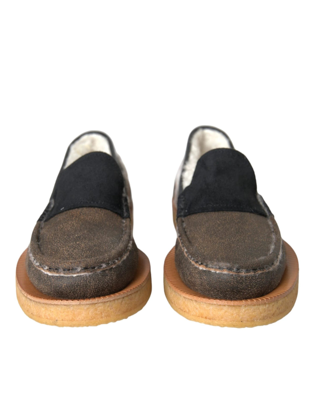 Dolce &amp; Gabbana Brown Black Fur Leather Loafers Men Shoes by Dolce &amp; Gabbana outlet now on sale
