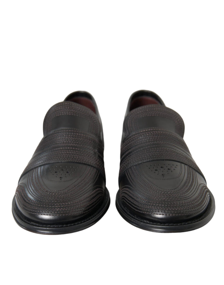 Dolce &amp; Gabbana Black Brown Leather Loafer Men Dress Shoes by Dolce &amp; Gabbana outlet now on sale