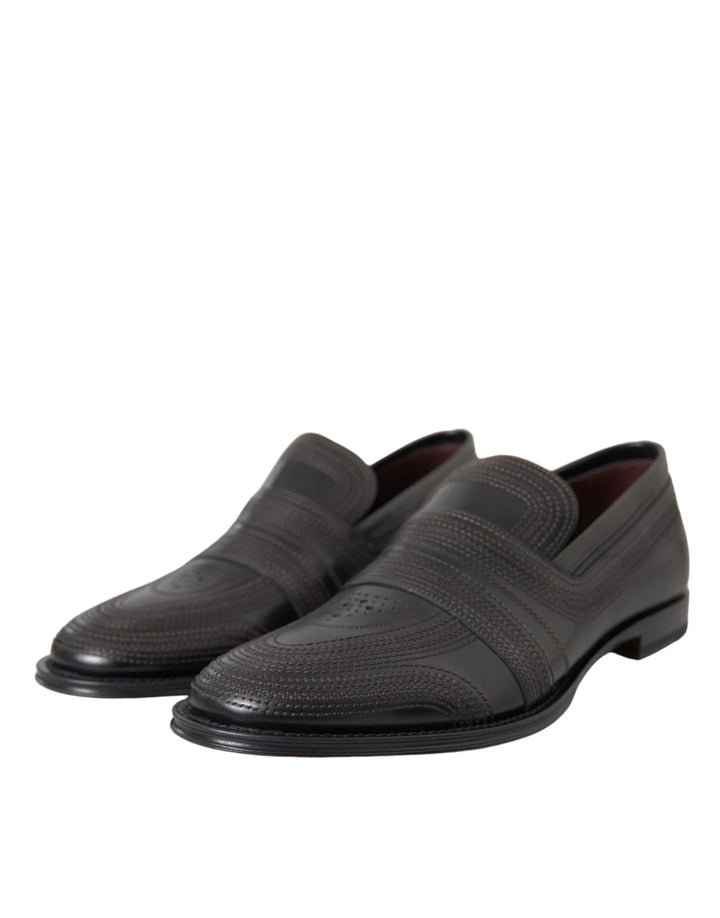 Dolce &amp; Gabbana Black Brown Leather Loafer Men Dress Shoes by Dolce &amp; Gabbana outlet now on sale