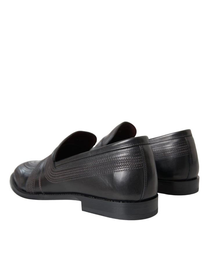 Dolce &amp; Gabbana Black Brown Leather Loafer Men Dress Shoes by Dolce &amp; Gabbana outlet now on sale