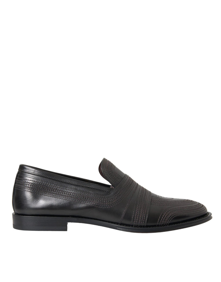 Dolce &amp; Gabbana Black Brown Leather Loafer Men Dress Shoes by Dolce &amp; Gabbana outlet now on sale