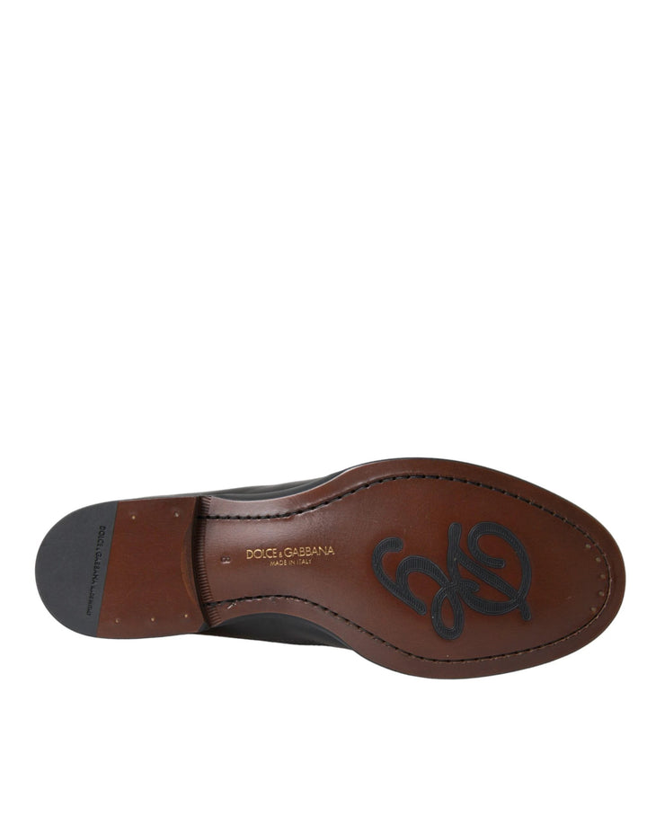 Dolce &amp; Gabbana Black Brown Leather Loafer Men Dress Shoes by Dolce &amp; Gabbana outlet now on sale