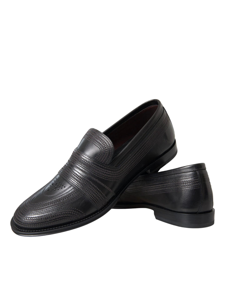 Dolce &amp; Gabbana Black Brown Leather Loafer Men Dress Shoes by Dolce &amp; Gabbana outlet now on sale