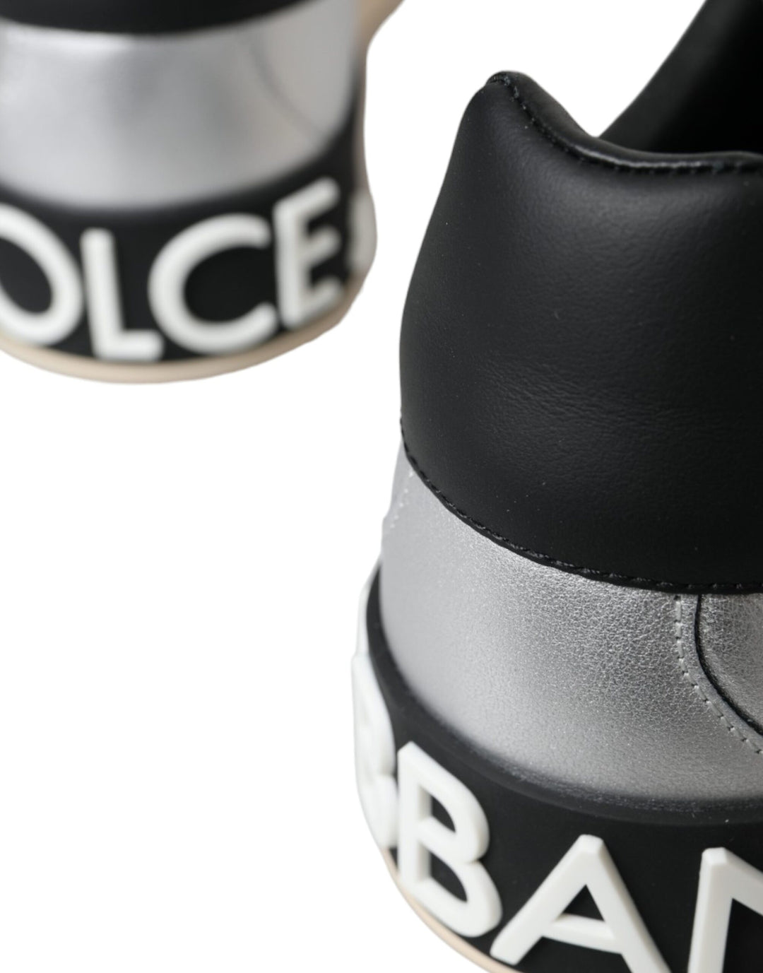 Dolce &amp; Gabbana Sample Sale Dolce &amp; Gabbana Silver Portofino Calf Leather Sneakers Men Shoes - | Designer outlet