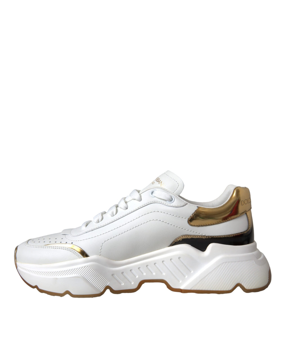 Dolce & Gabbana White Gold DAYMASTER Leather Sneakers Shoes