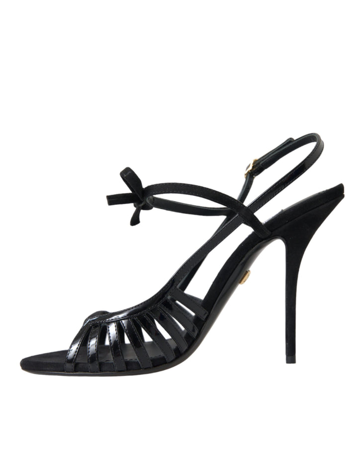 Dolce & Gabbana Black Sandals Stilettos Suede Strap Shoes