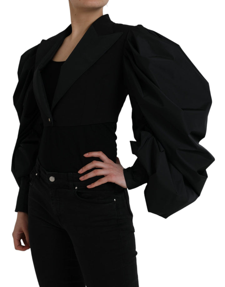 Dolce & Gabbana - Dolce & Gabbana Black Polyester Puffed Sleeves Cropped Jacket - JKT3736 - 40 - Ask Me Wear