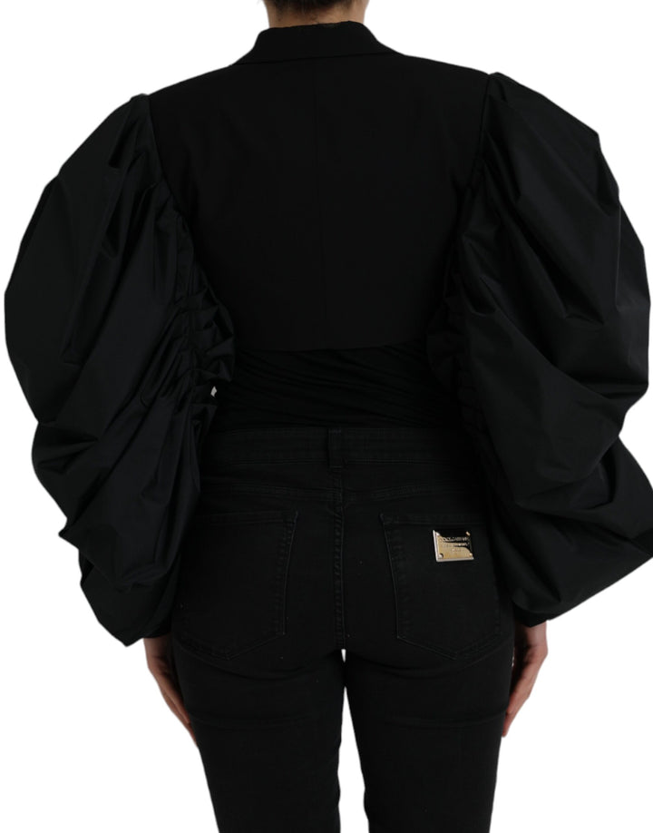 Dolce & Gabbana - Dolce & Gabbana Black Polyester Puffed Sleeves Cropped Jacket - JKT3736 - 40 - Ask Me Wear