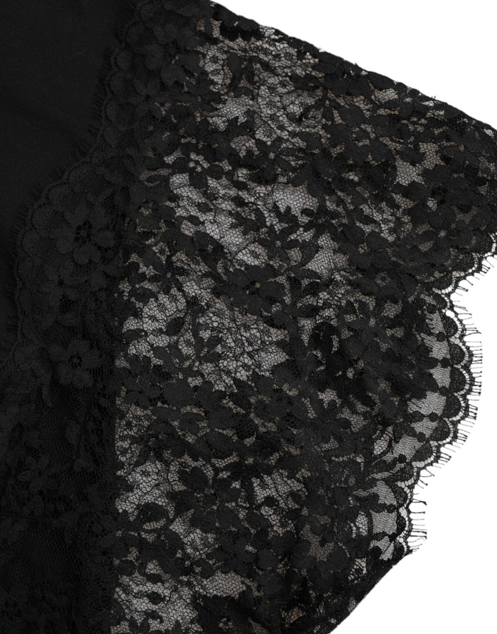 Dolce &amp; Gabbana Sample Sale Dolce &amp; Gabbana Black Sacred Heart Print Cotton Lace T-shirt - | Designer outlet