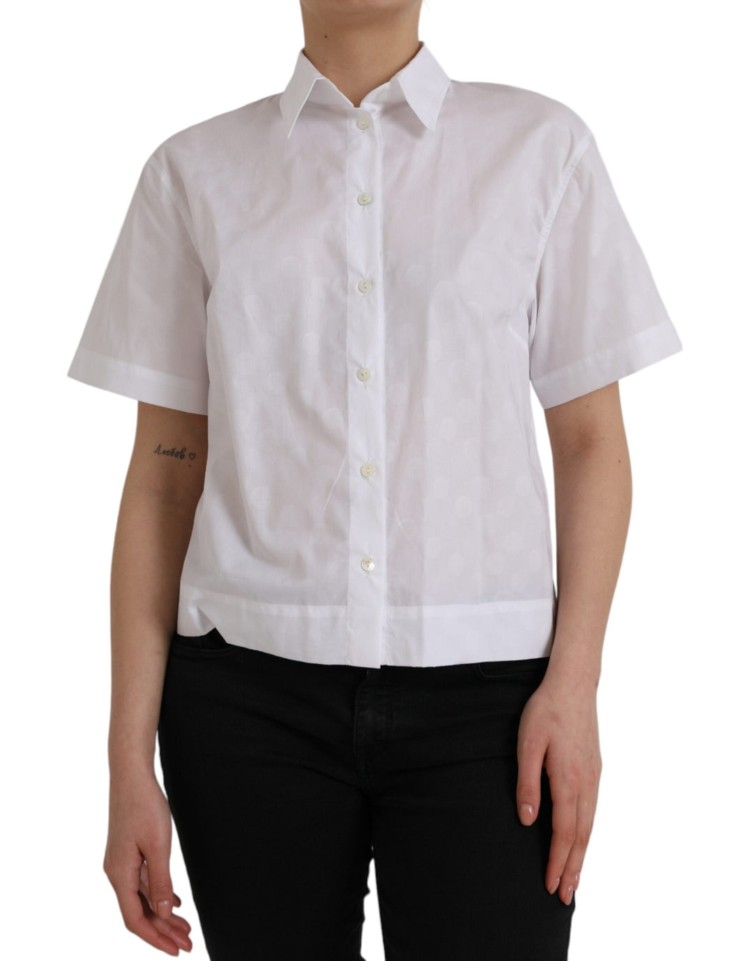 Dolce & Gabbana White Collared Short Sleeve Polo Shirt Top