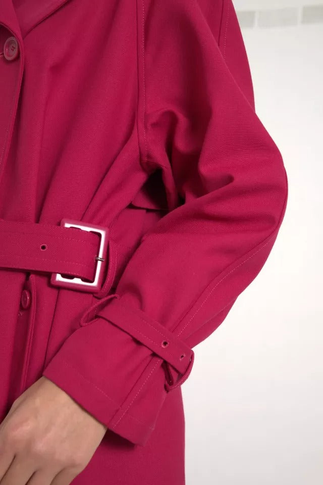 Dolce Gabbana Dark Pink Double Breasted Trench Coat Jacket