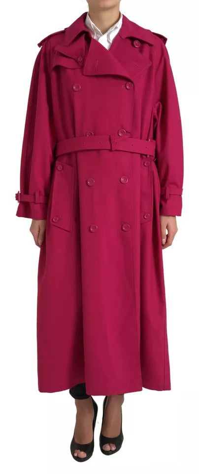 Dolce & Gabbana - Dolce & Gabbana Dark Pink Double Breasted Trench Coat Jacket - JKT3703 - 40 - Ask Me Wear