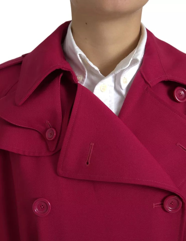 Dolce & Gabbana - Dolce & Gabbana Dark Pink Double Breasted Trench Coat Jacket - JKT3703 - 40 - Ask Me Wear