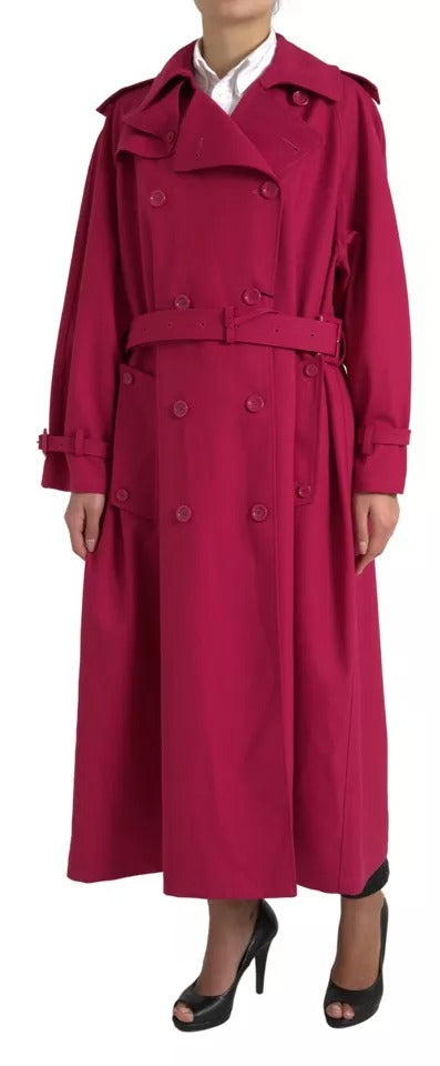 Dolce & Gabbana - Dolce & Gabbana Dark Pink Double Breasted Trench Coat Jacket - JKT3703 - 40 - Ask Me Wear