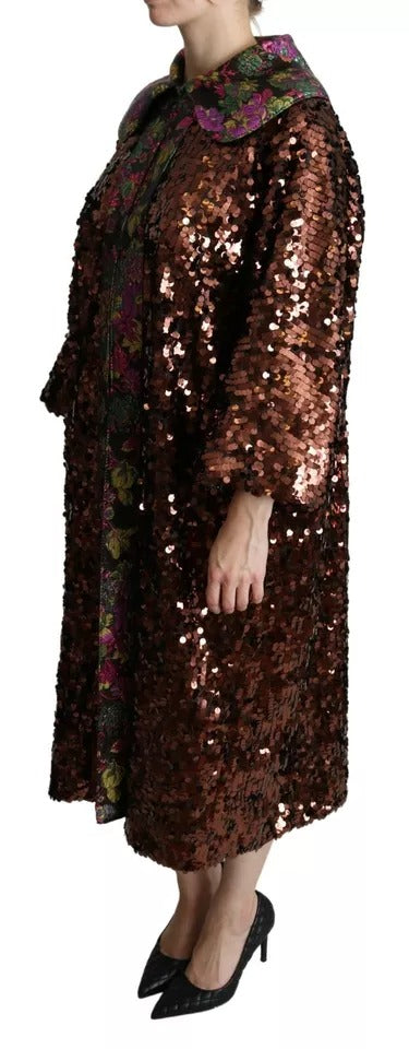 Dolce & Gabbana - Dolce & Gabbana Multicolor Sequined Long Coat Jaquard Jacket - JKT2699 - 40 - Ask Me Wear