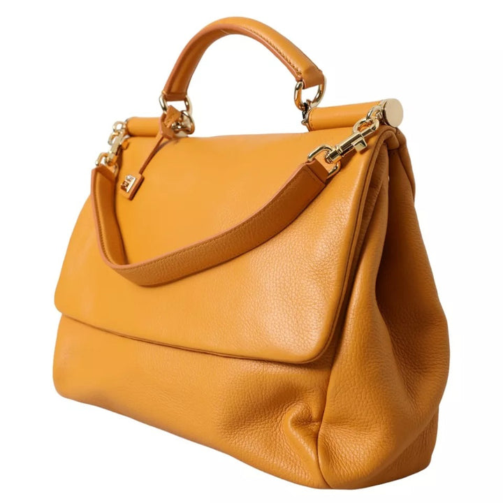 Dolce & Gabbana - Dolce & Gabbana Yellow Leather Hand Shoulder Purse Satchel SICILY Bag - BAG1153 - Ask Me Wear