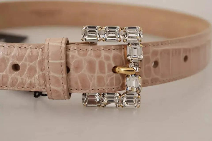 Dolce &amp; Gabbana Sample Sale | Dolce &amp; Gabbana Beige Leather Crystal Buckle Women Belt - | Designer outlet