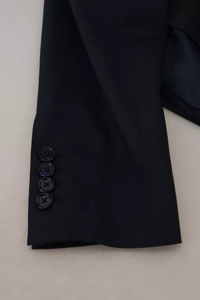 Dolce & Gabbana Blue Wool Single Breasted Coat Men Blazer