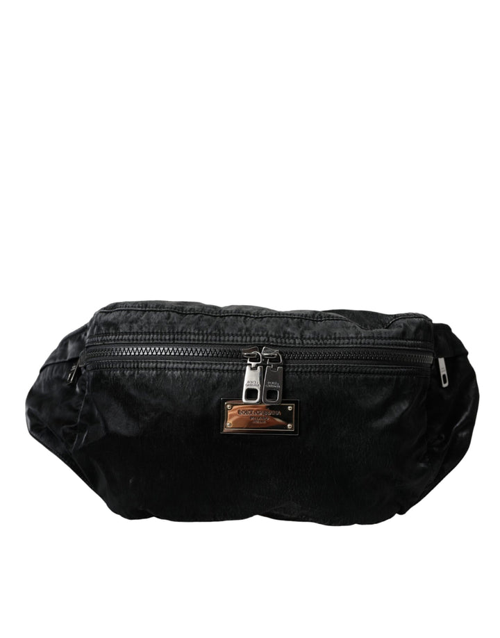 Dolce & Gabbana - Dolce & Gabbana Black Nylon Logo Plaque Belt Waist Fanny Pack Bag - BAG1461 - Ask Me Wear