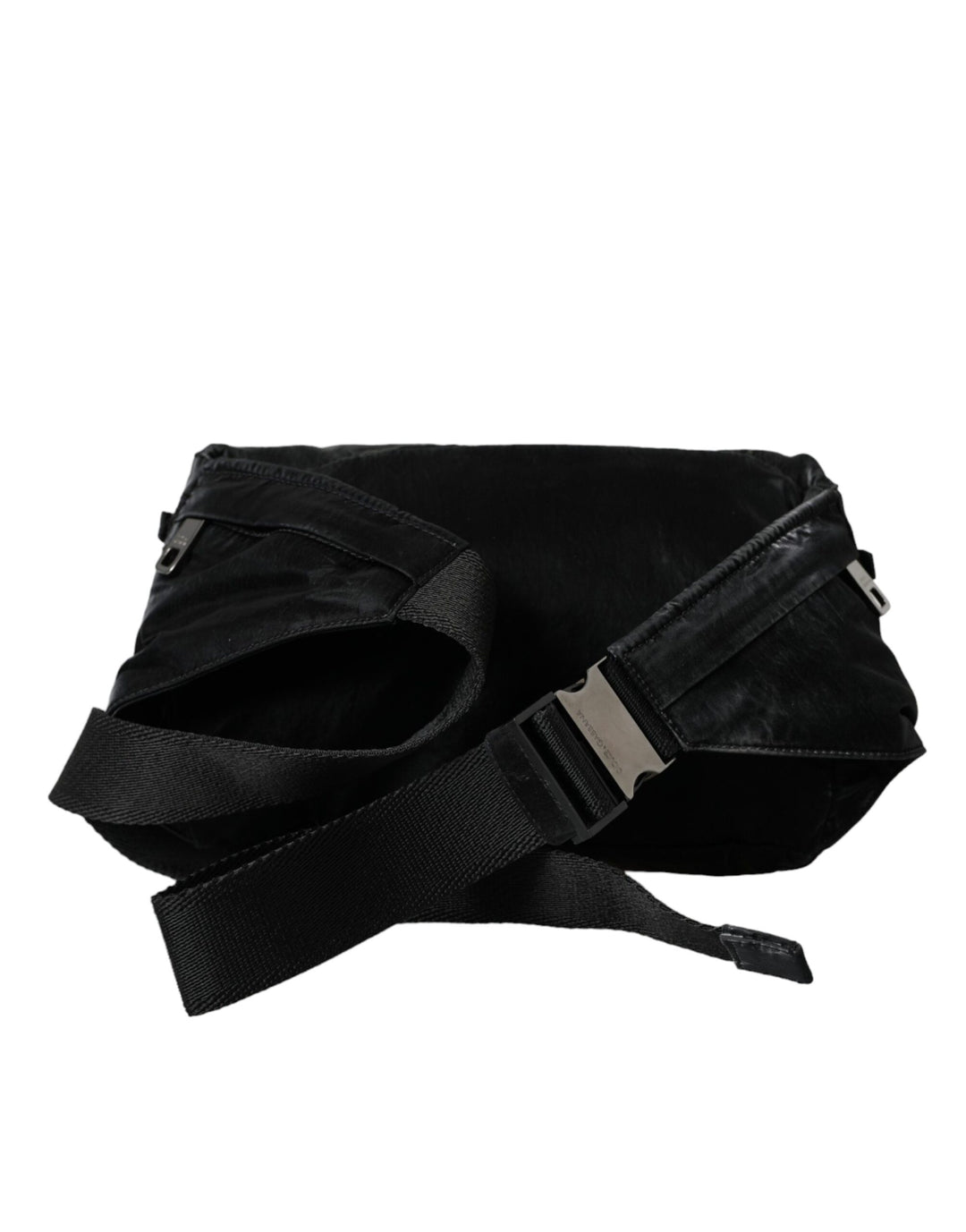 Dolce & Gabbana - Dolce & Gabbana Black Nylon Logo Plaque Belt Waist Fanny Pack Bag - BAG1461 - Ask Me Wear