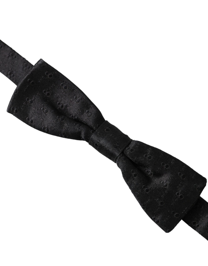 Dolce & Gabbana Black Silk Patterned Adjustable Neck Men Bow Tie