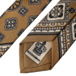 Dolce & Gabbana Yellow 100% Silk Wheel Print Adjustable Men Tie