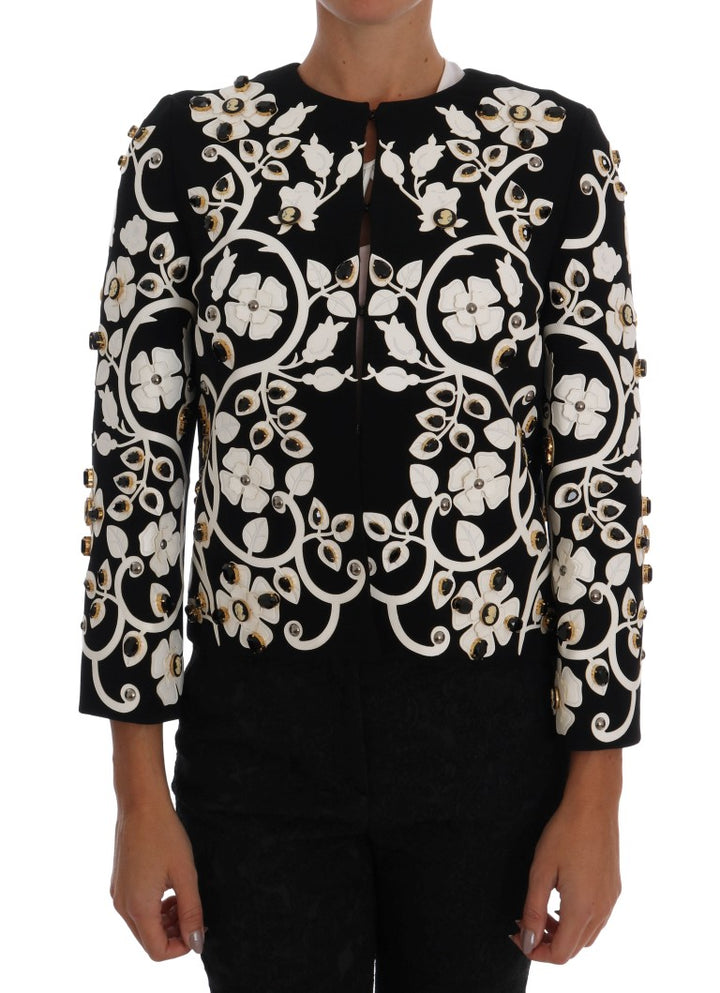 Dolce & Gabbana - Dolce & Gabbana Floral Embroidered Crystal Wool Coat Jacket - JKT1042 - 3 - Ask Me Wear