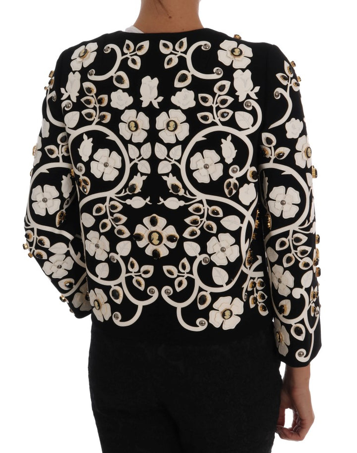 Dolce & Gabbana - Dolce & Gabbana Floral Embroidered Crystal Wool Coat Jacket - JKT1042 - 3 - Ask Me Wear