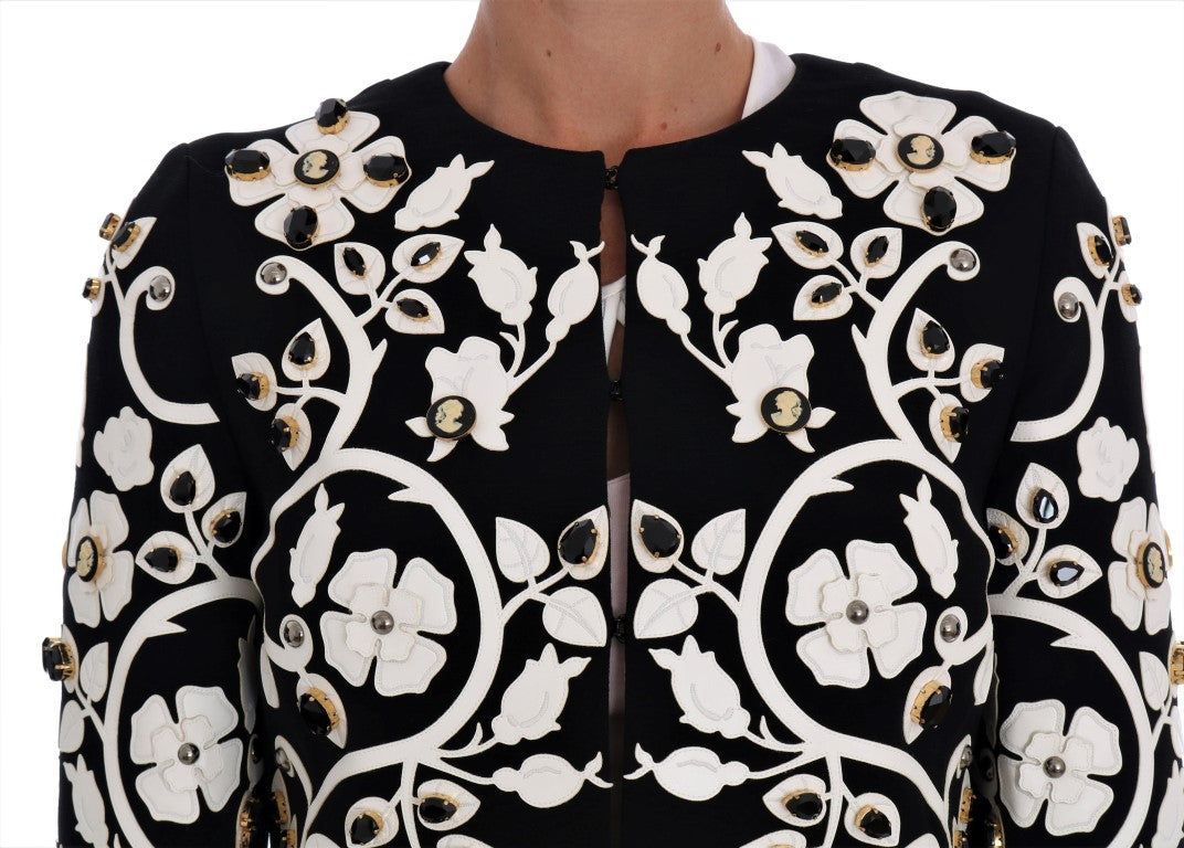 Dolce & Gabbana - Dolce & Gabbana Floral Embroidered Crystal Wool Coat Jacket - JKT1042 - 3 - Ask Me Wear